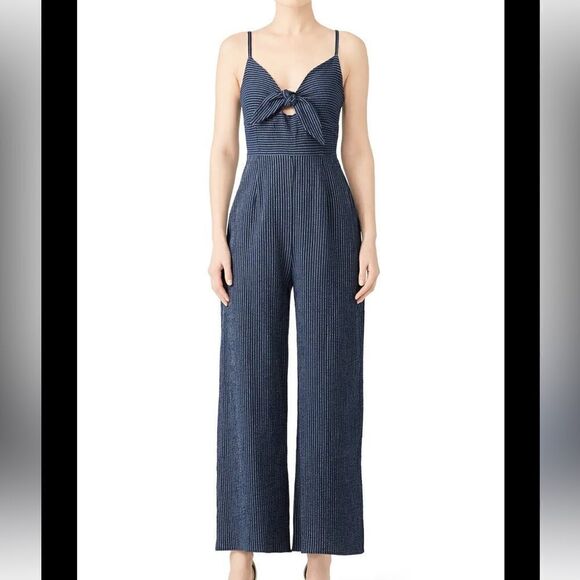 MINKPINK Lover navy striped Jumpsuit size small - Picture 4 of 14